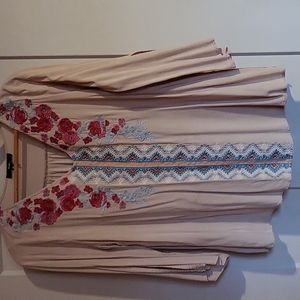 Women's Beige Embroidered Top